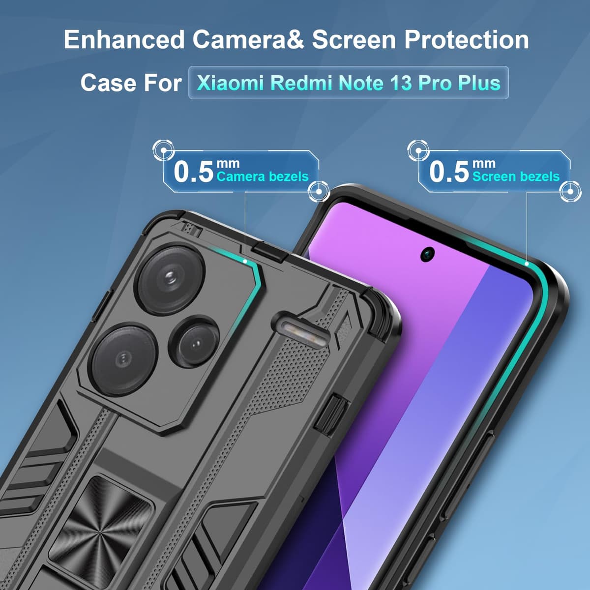 Funda para CMF Phone 2 Pro, Carcasa Antigolpes con Soporte anular metálico, Case Protectora de Grado Militar, Negro — view 1107