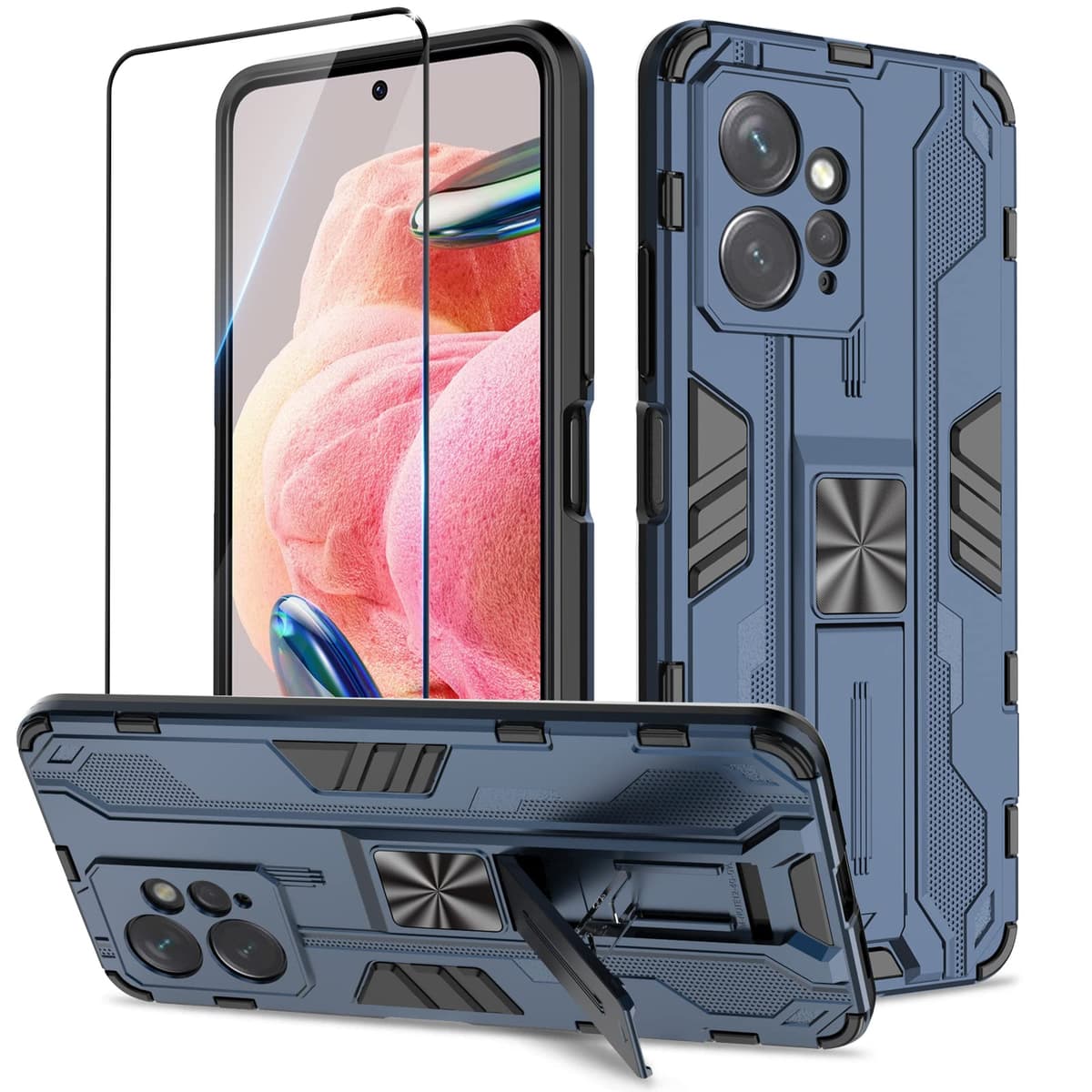 Funda para CMF Phone 2 Pro, Carcasa Antigolpes con Soporte anular metálico, Case Protectora de Grado Militar, Negro — view 1280