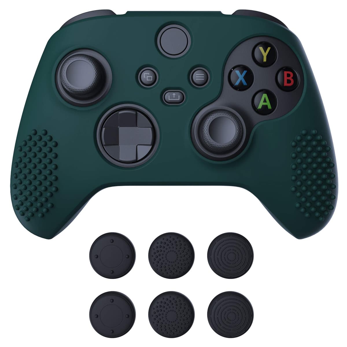 eXtremeRate PlayVital Funda de Silicona para Xbox Series X/S, Carcasa Antideslizante con 6 Thumb Grips, Protector Ergonómico, Accesorios para Xbox Series X/S - 3D Tachonado (Oscuro Gris Negro) — view 17