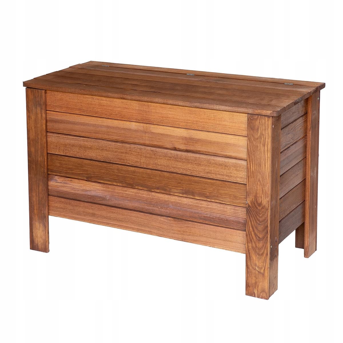 Arcón de Jardín 166 L Madera Maciza de Pino 80x52x40 cm Marrón Caja de Almacenaje para Cojines Baúl Terraza Muebles de Jardín Resistente