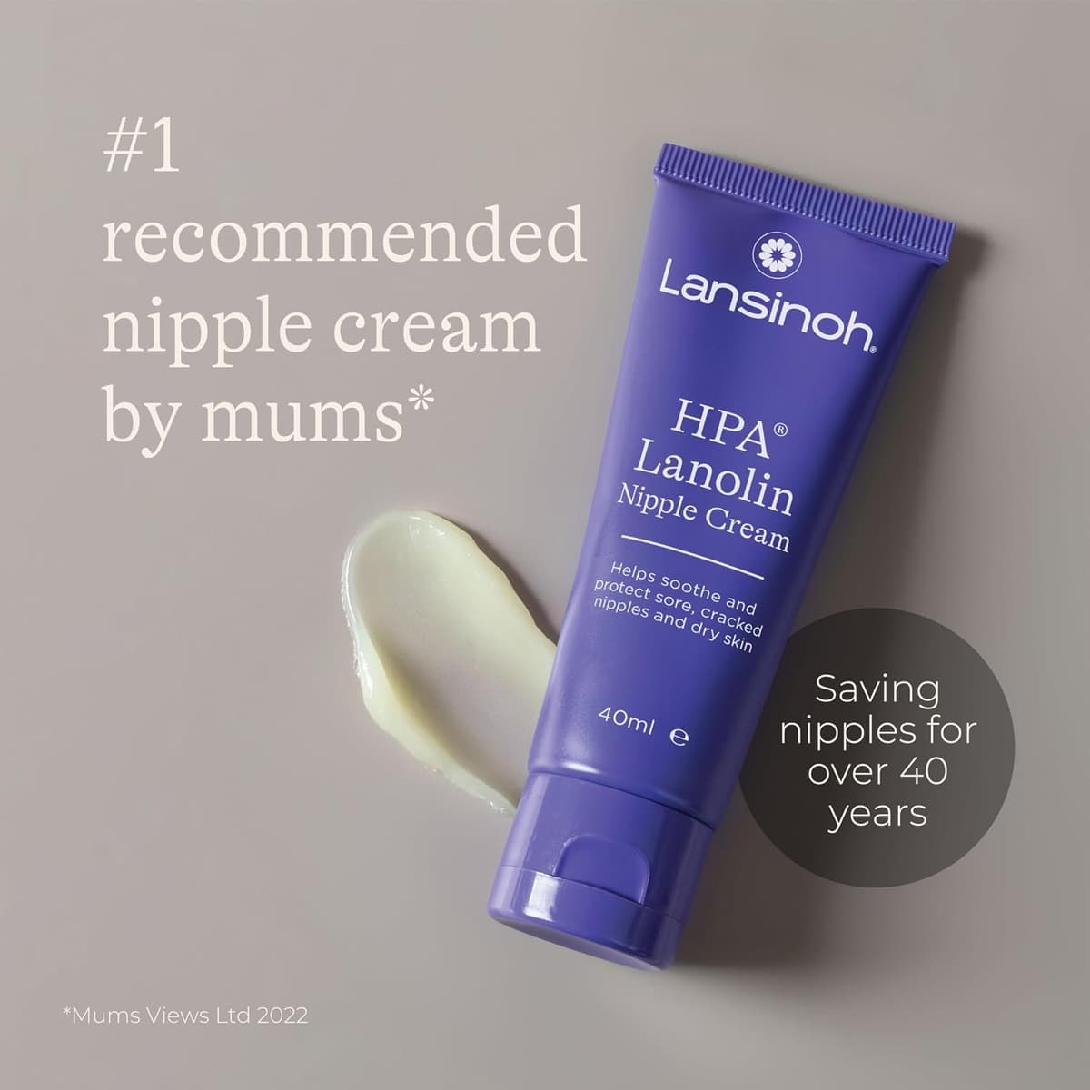 Lansinoh HPA Lanolin Nipple Cream - 40ml - Sore Nipples Cracked Skin Breast Feeding 100% Natural Hypoallergenic Tasteless & Odourless BPA BPS-free Breastfeeding Hospital Bag Maternity Essentials — view 2