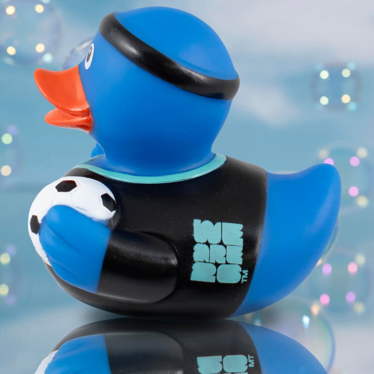 Hy-Pro Officially Licensed FIFA World Cup 2026 Rubber Duck - Bath Toy with Headband & Shirt Holding Ball, Collectible Football Mascot for Supporters, Fun & Nation Pride Display - Blue — view 5