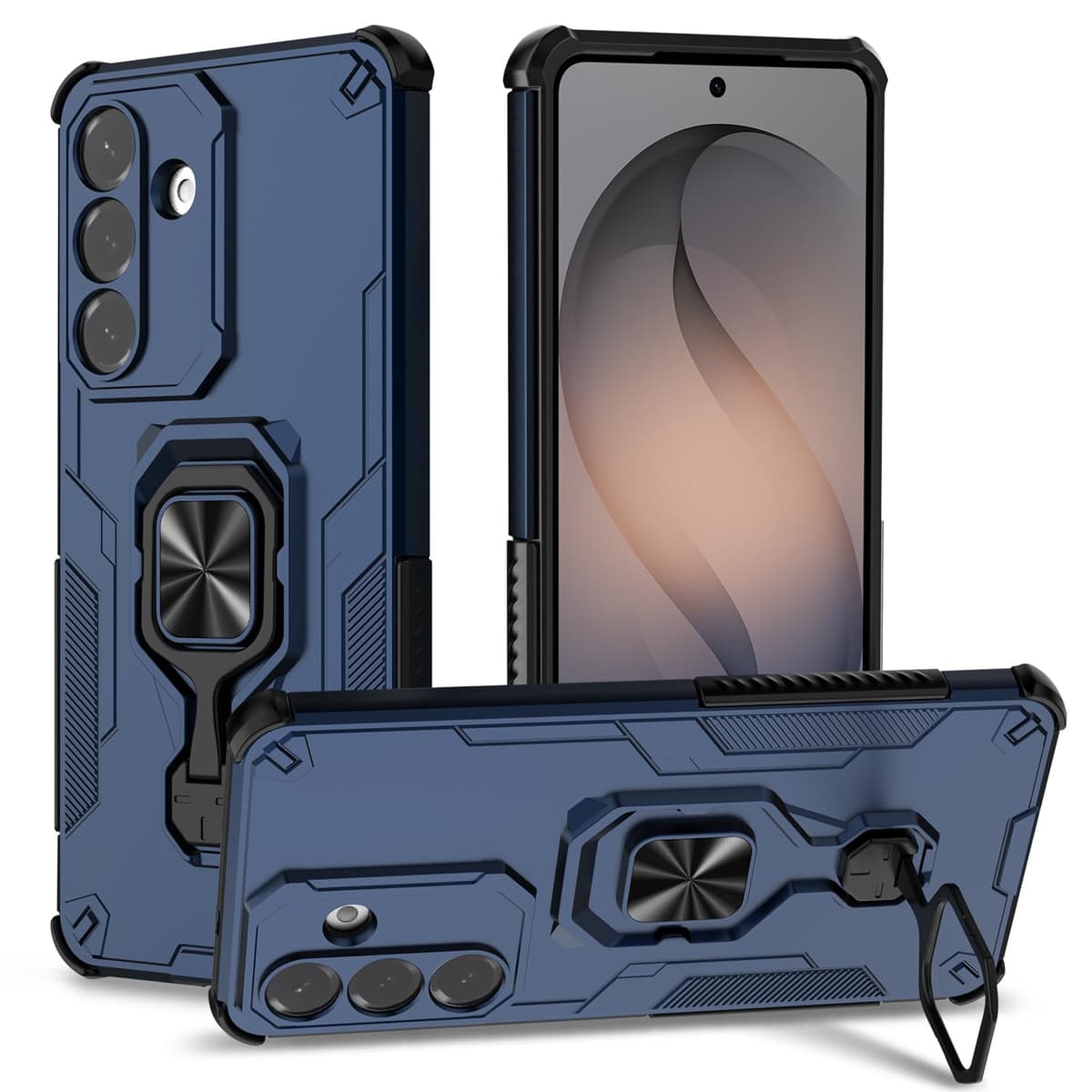 Funda para CMF Phone 2 Pro, Carcasa Antigolpes con Soporte anular metálico, Case Protectora de Grado Militar, Negro — view 1569