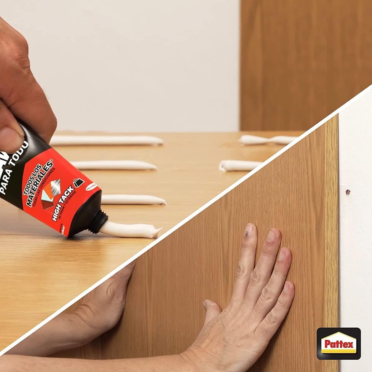 Pattex No Más Clavos Para Todo HighTack, adhesivo de montaje resistente a temperaturas extremas, pegamento fuerte en superficies húmedas, adhesivo blanco, 1 tubo x 142 g — view 5