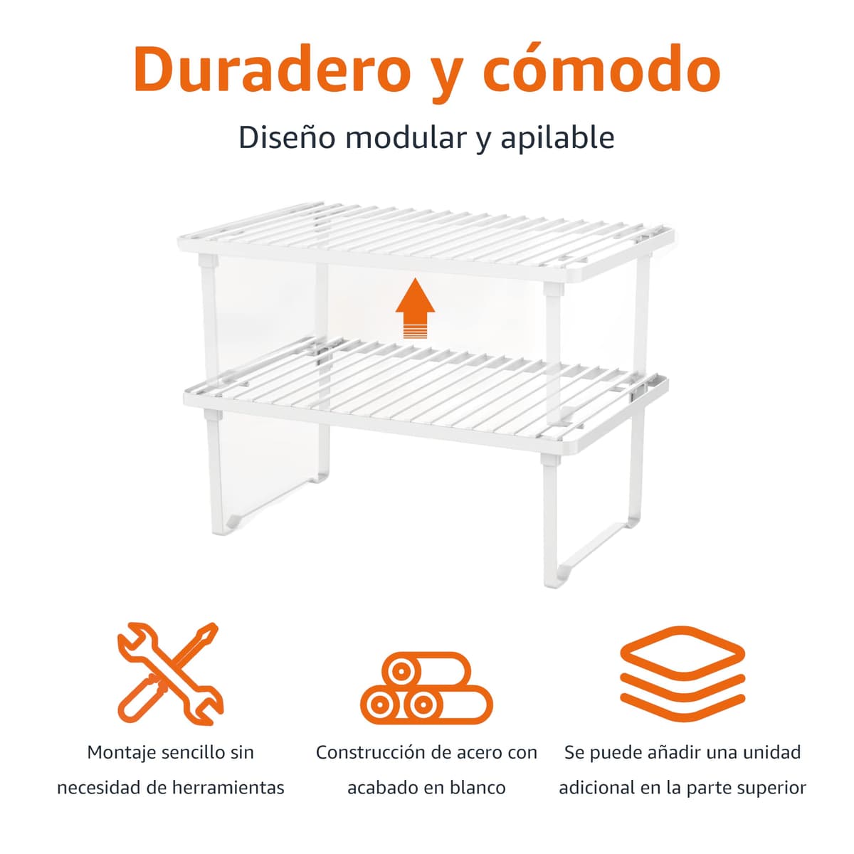 Amazon Basics Estantes de cocina apilables para almacenaje, Blanco, 20.3 D x 31.6 W x 11.4 H cm — view 2