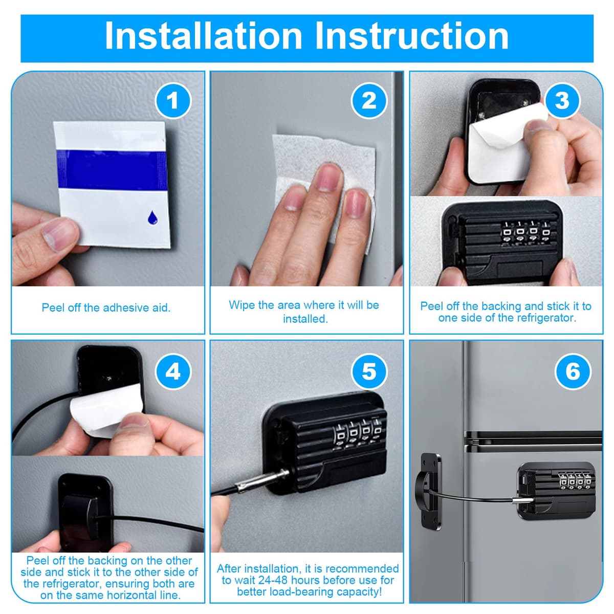 flintronic Candado Nevera con Codigo para Bebés y Adultos, Cerraduras para Figorífico con Código, Cierre de Seguridad Autoadhesiva para Refrigeradores, Taladrar, Frigorífico,Armarios,Ventana-Blanco — view 4