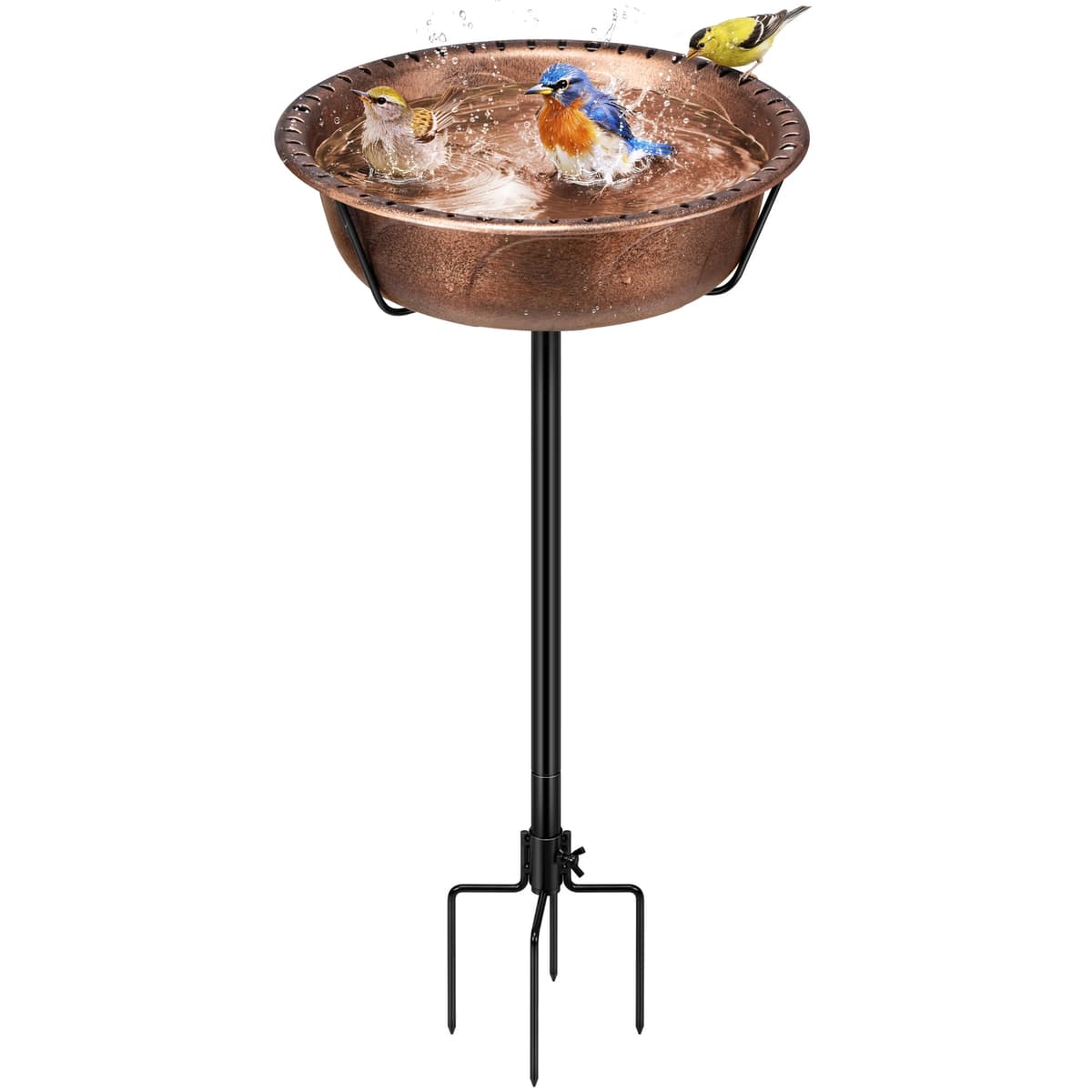 VIVOHOME Bird Bath for Garden, Metal Vintage Freestanding Birdbaths, Upgraded 4-Pronged Base, Bird Baths Feeder Bowl for Outdoor Garden Patio Yard Lawn Decor Retro Bronze