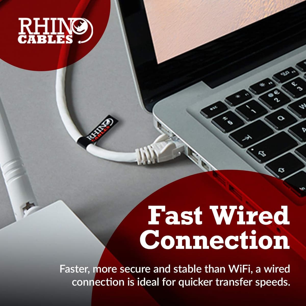 rhinocables CAT 6 High-Speed Gigabit Ethernet Cable - Patch Network Lead for LAN| Snagless UTP With LSZH Jacket | RJ45 Connector - Internet, Router, Modem, Smart TV, PC & More (2m, White, Pack of 1) — view 6
