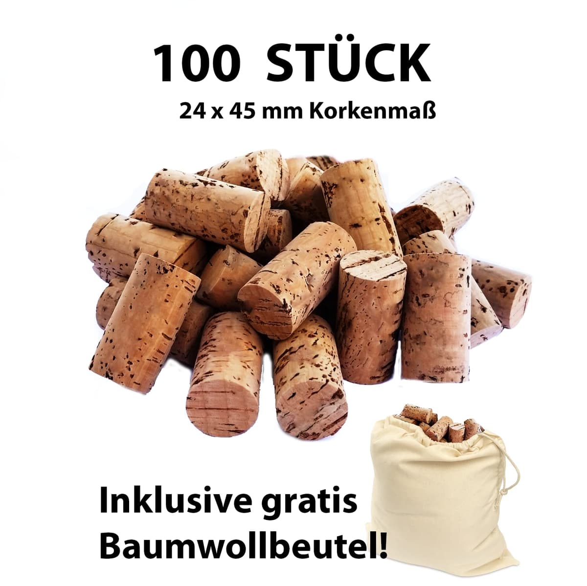 Corchos de Botella como tapones de vino para decorar, embellecer, artesanía - de naturaleza como suministros de manualidades para niños, suministros de pasatiempos para adultos 24mmx45mm (100 oscuro) — view 2