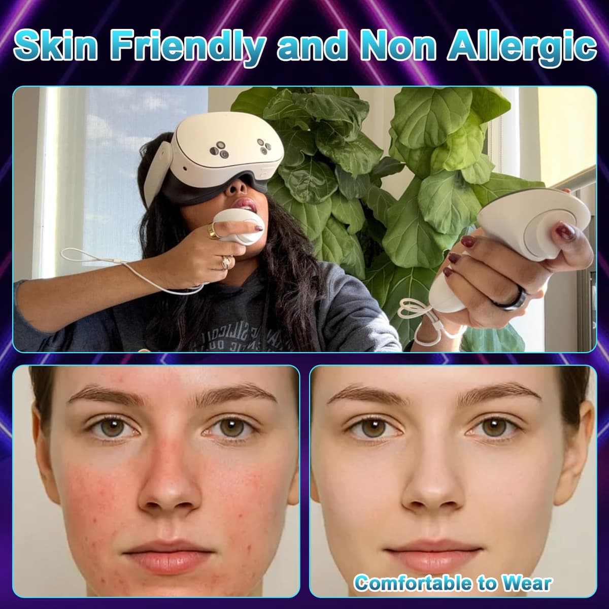Almohadilla Facial de Realidad Virtual, Interfaz Facial Compatible con Accesorios Meta/Oculus Quest 3S, Almohadilla Facial de PU Suave como Repuesto para Quest 3S — view 4