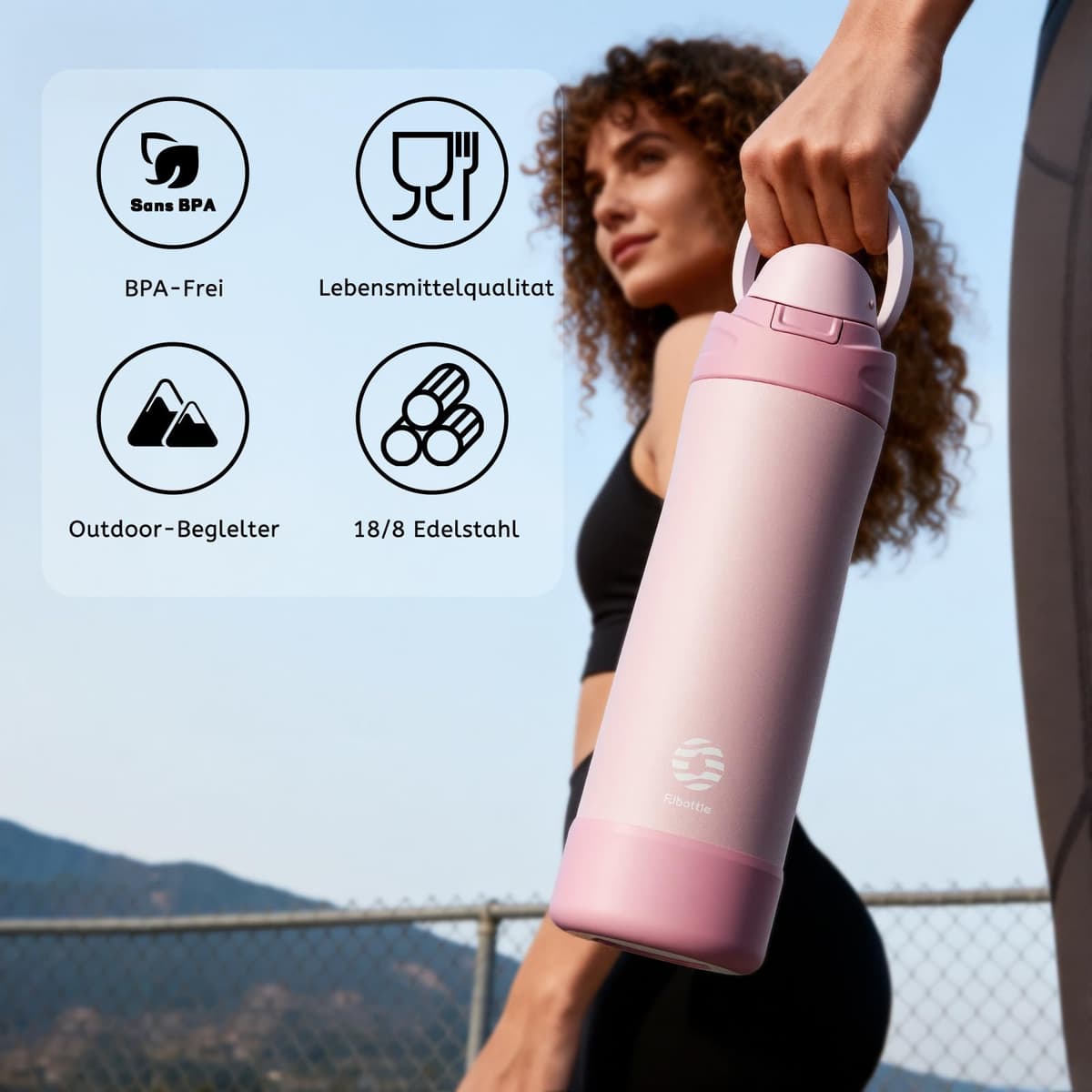 Fjbottle Botella Acero Inoxidable Térmica 1L/750ml – Botella Deportiva 24H Frío 12H Calor, Sin BPA, Apertura con Botón, Hermética, Apta Lavavajillas — view 5