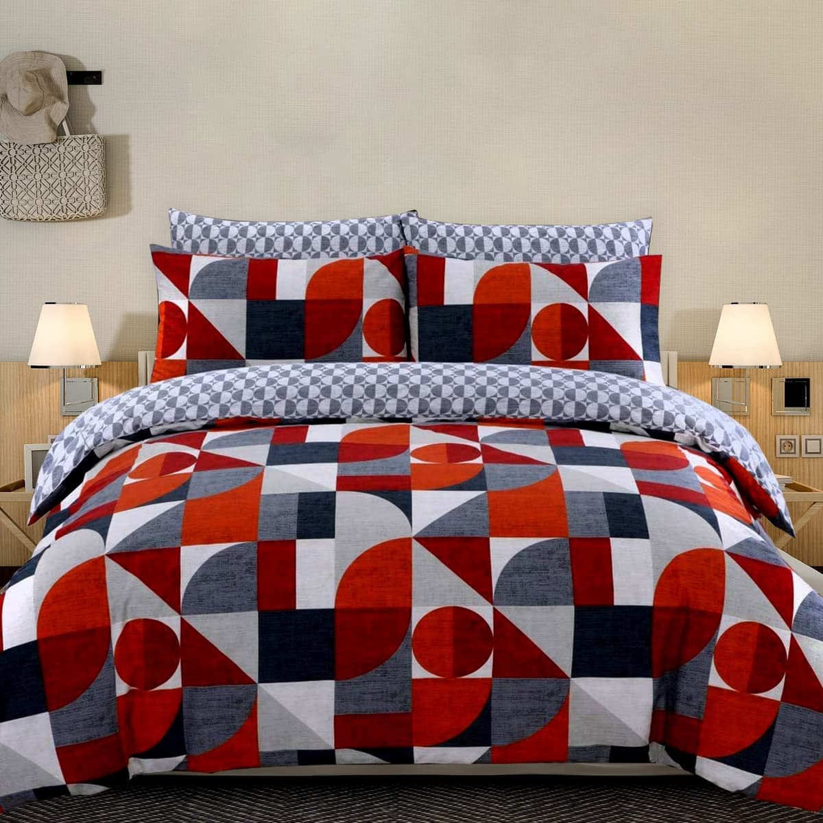 DTEX HOMES Double Duvet Set 100% Pure Cotton Reversible Printed Hotel Quality Duvet Cover Ultra Soft Easy Care double bedding Set Super Soft and Luxury Duvet Cover Sets (Balia Silver) — view 27