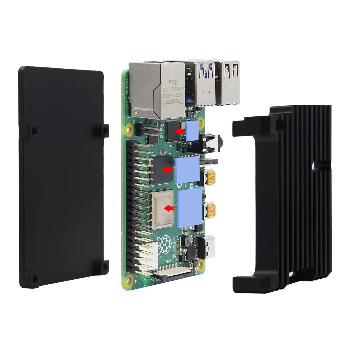 Geekworm Raspberry Pi 4 Computer Model B Armor Aluminum Alloy Case/Raspberry Pi Passive Cooling Shell Metal Enclosure Heat Dissipation for Pi 4B Only (Case without fan-Black) — view 4