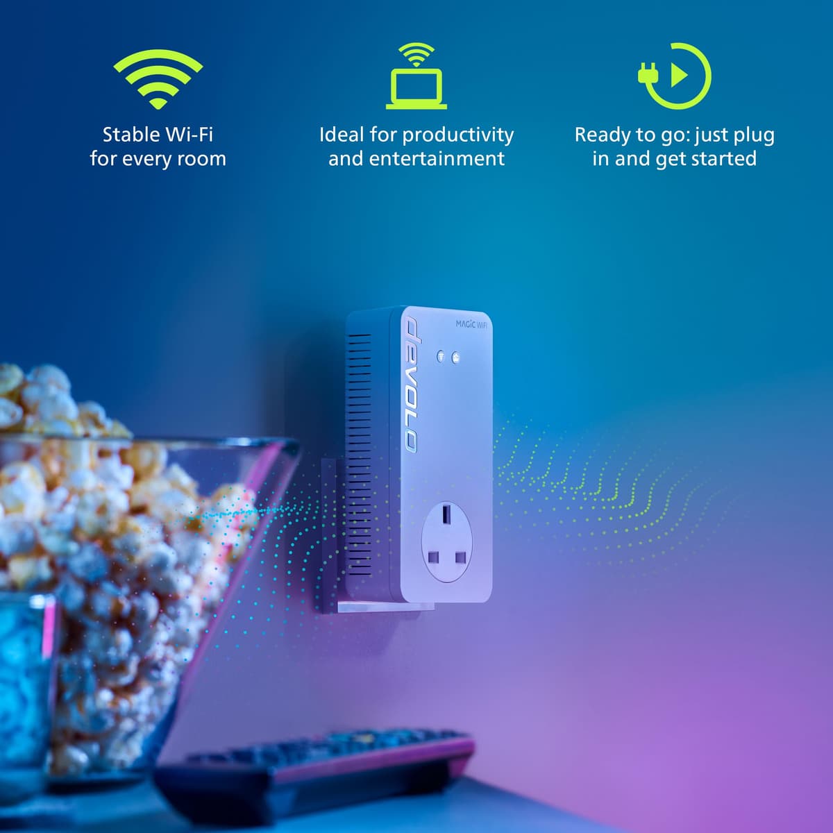 devolo Magic 2 WiFi 6 next Starter Kit, Wi-Fi Powerline adapter, up to 3,000 Mbps via Wi-Fi 6, Mesh Wi-Fi, 2x Gigabit Ethernet port, white — view 4