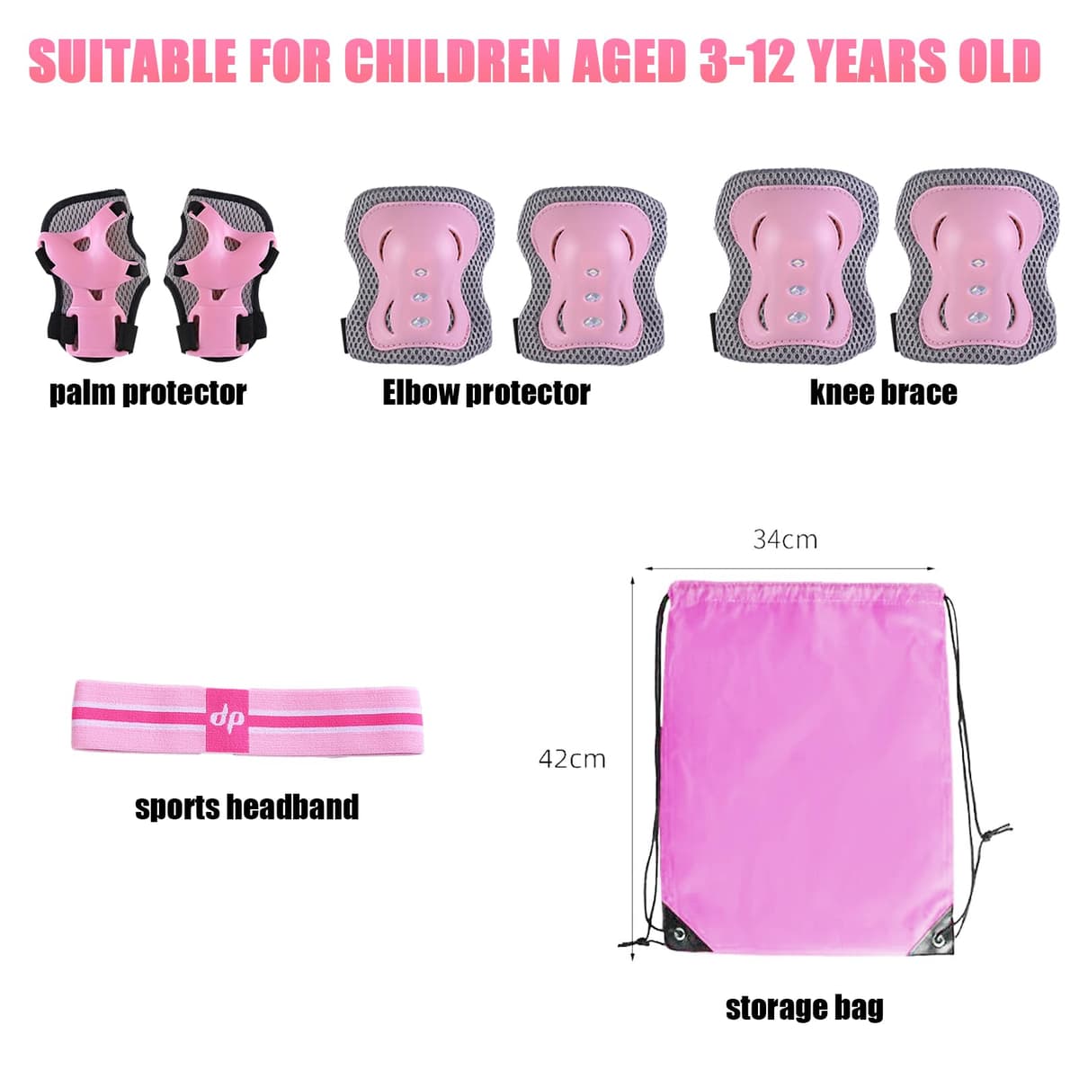 DKDDSSS 8 Pcs Knee Pads for Kids, Kids Knee Pads Elbow Pads Wrist Guards Set, Kids Protective Gear Set, for Girls Boys Roller Skates, Skateboard, Bike, Cycling Age 3-10 Years — view 2