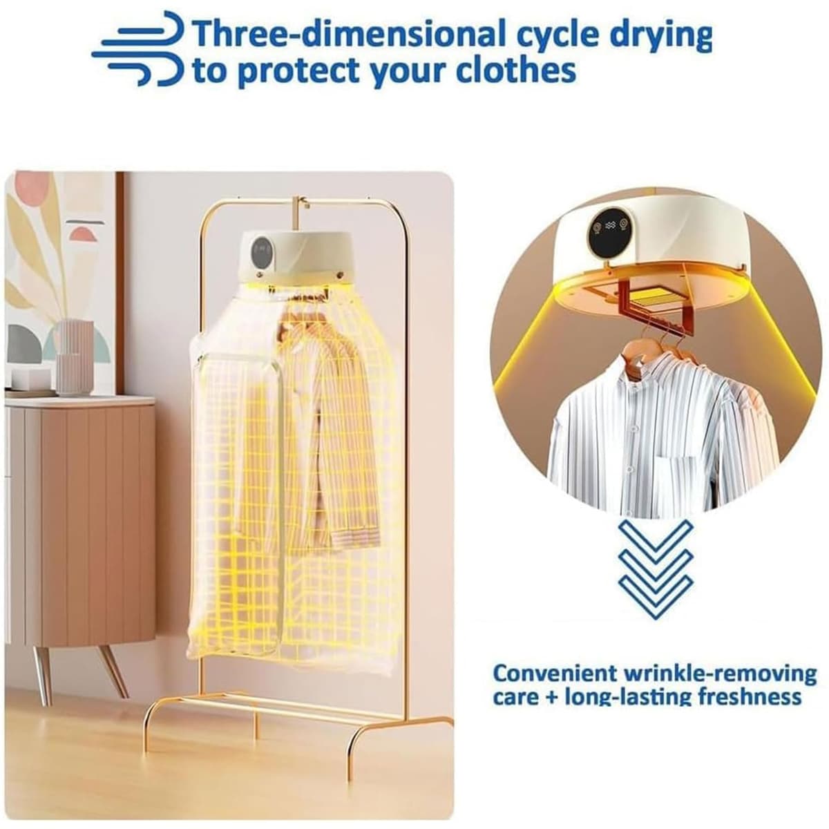 Máquina de Planchar Automática, Secadora de Ropa Portátil con Control Remoto, Calefacción Circulante y Función de Temporizador, Mini Secadora con Bomba de Calor Colgante Para Viajes, Hogar — view 5