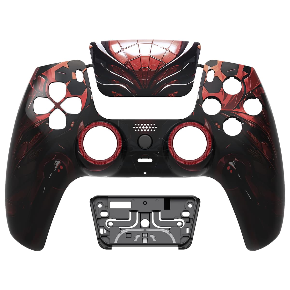 eXtremeRate Luna Redesigned Front Shell Touchpad Compatible with ps5 Controller BDM-010 020 030 040 050, Spider Armor Replacement Faceplate Case Custom Touch Pad Cover Compatible with ps5 Controller — view 3