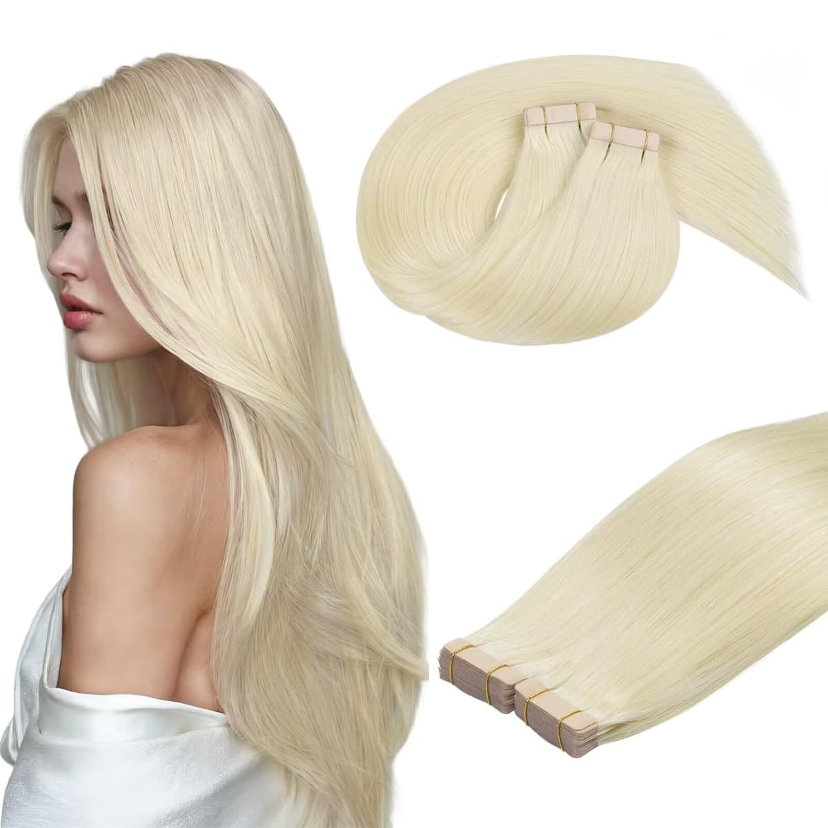 DOORES Tape in Hair Extensions Human Hair, Balayage Dark Brown to Chestnut Brown 50g 20pcs 18 Inch, Human Hair Extensions Natural Remy Straight Skin Weft — view 61