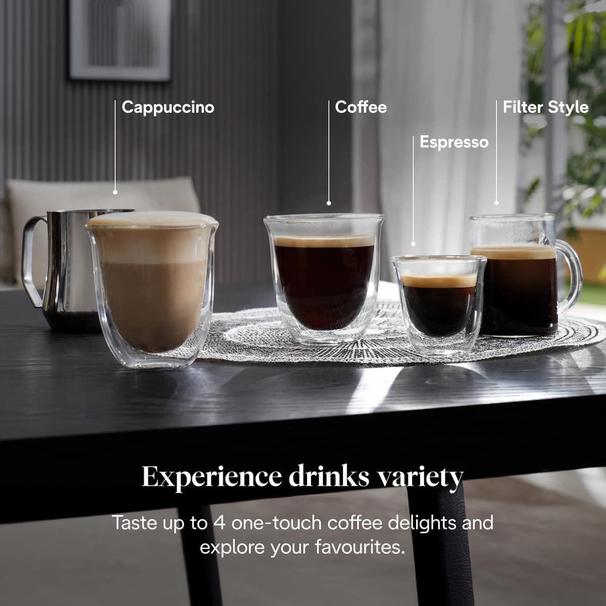 De'Longhi Magnifica ECAM222.20.B, Automatic Coffee Machine with Milk Nozzle, Bean to Cup Espresso Machine with 4 One-Touch Recipes, Soft-Touch Control Panel, 1450W, Black — view 4