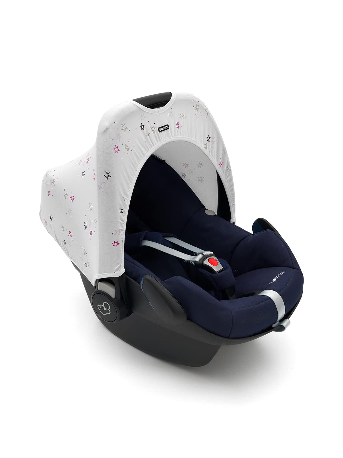 Dooky Hoody Cover for Baby Car Seat/ Pram/ Stroller/ Pushchair, Universal Fit, Protects from Sun, Wind and Light Rain, UPF 50+ UV Protection, Easy to Install and Wash, Grey Stars — view 5