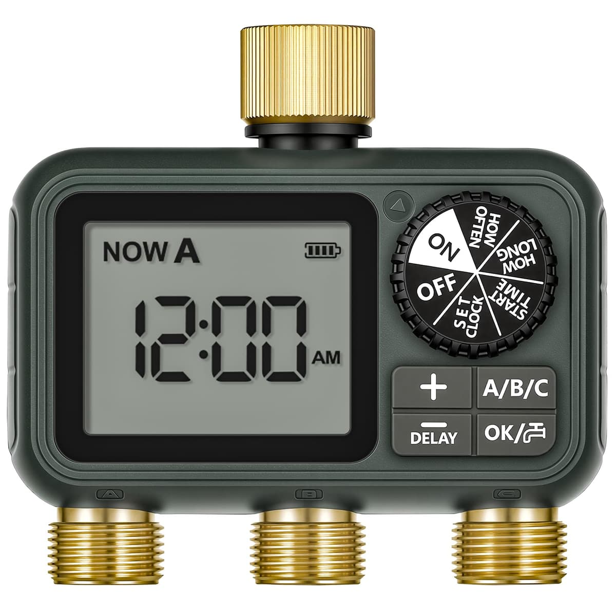 2 Valve Irrigation Programmer, Automatic Irrigation Computer, Timer for Garden Hose Tap, Rain Delay Function, Patio and Lawn, Dark Green — view 10