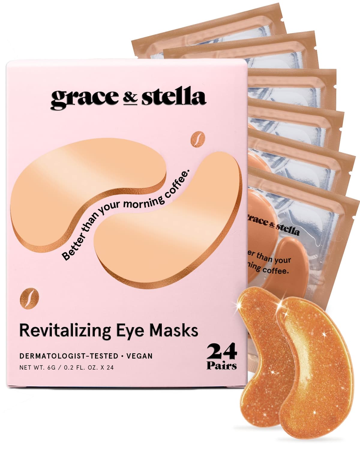 grace & stella Award Winning Under Eye Mask - Reduce Dark Circles, Puffy Eyes, Undereye Bags, Wrinkles - Under Eye Gel Patches, Vegan Cruelty-Free Self Care (4 Pairs, Gold) — view 14