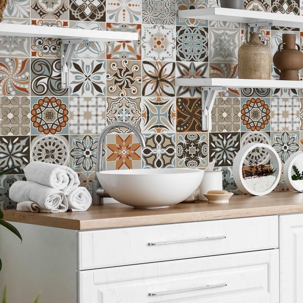 RE-COVERTILES - Pegatinas Azulejos Cocina y Baño Stickers de PVC Impermeables Antiarañazos Decoración de Pared Baldosas Peel and Stick - Modelo 24 Pzas 10x10 cm PS00179 Made in Italy — view 32