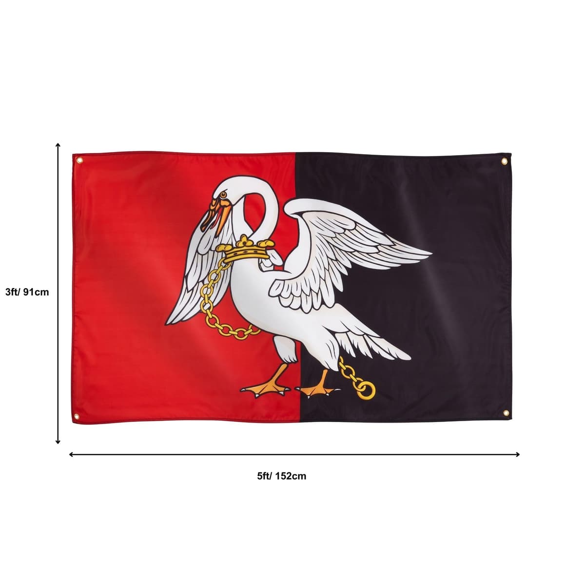 Runesol Cornwall Flag - 91x152cm, 3ft x 5ft, Cornish Flag, 4 Grommets, Eyelet in Every Corner, Premium Quality, Inside & Outside Use, Vivid Colours — view 1127