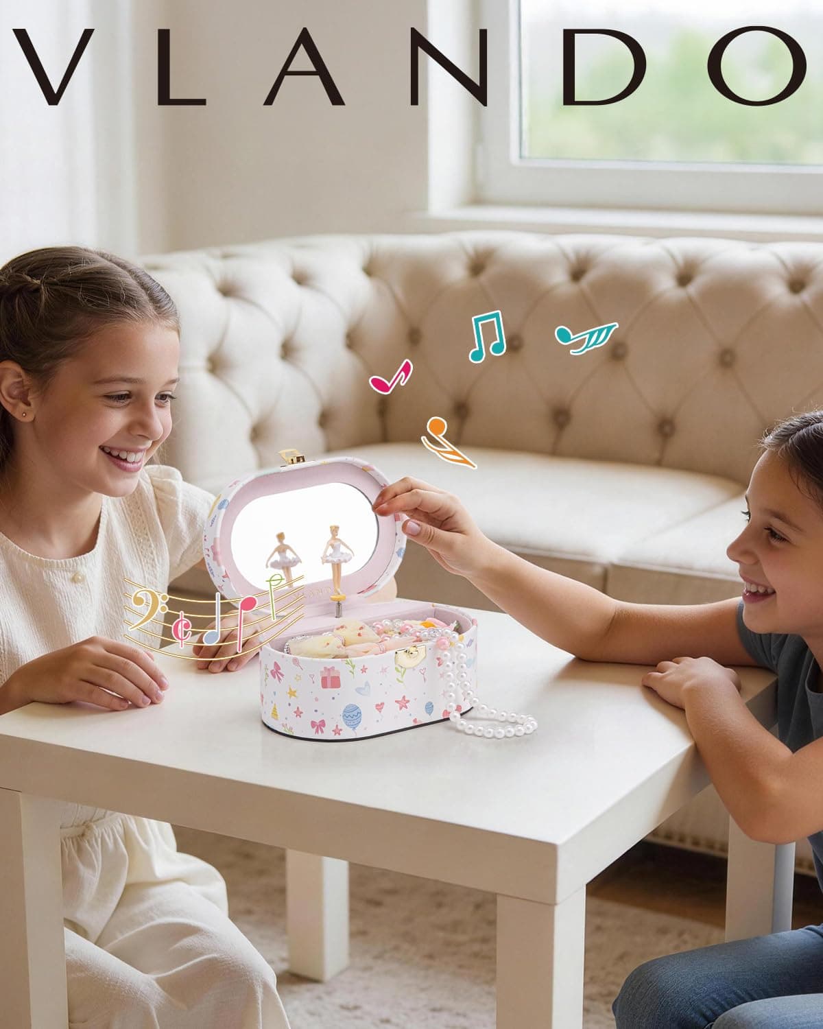 VLANDO Ellipse Joyero para niñas con caja de música, caja de joyas portátil con bailarina y espejo, juguete regalo 4 5 años niña joyero niña — view 5
