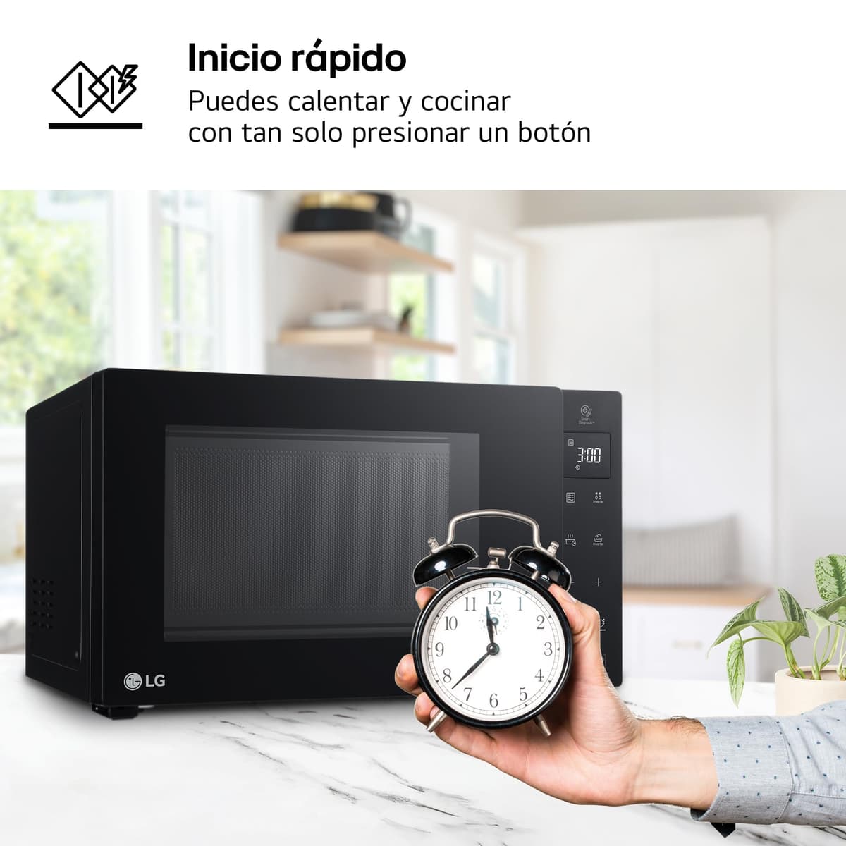 LG MH6535GIS - Microondas con Grill NeoChef, Capacidad 25 L, 1000 W, Smart Inverter, Panel Táctil LED, EasyClean, Cocción Uniforme y Bloqueo Infantil, Negro — view 11
