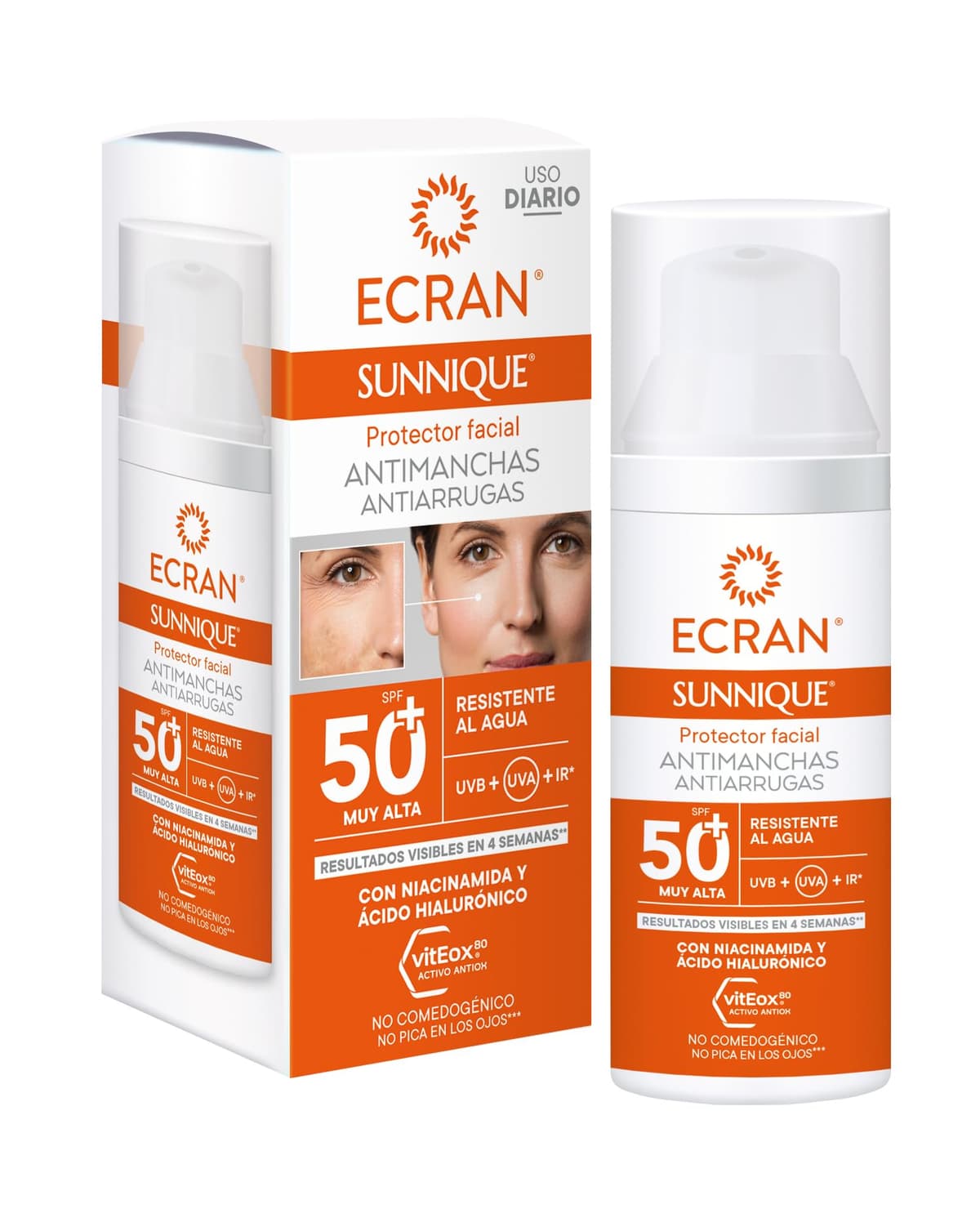 ECRAN SUNNIQUE – Protector Facial SPF 50+ Antimanchas Antiarrugas con Color, con Niacinamida y Ácido Hialuronico, Despigmenta y Unifica el Tono, Fórmula con VitEox80 - 50 ml — view 12