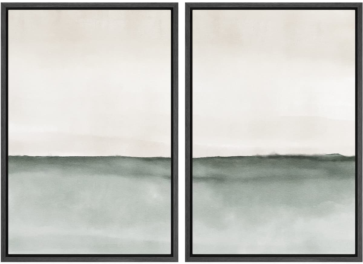MUDECOR Framed Canvas Print Wall Art Set Watercolor Pastel Duotone Tan Landscape Abstract Shapes Illustrations Modern Art Decorative Contemporary for Living Room, Bedroom, Office - 24"x36"x2 Natural — view 91