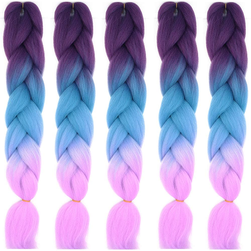 24" Braiding Hair Extension Jumbo Braids Synthetic 3bundles/pack Crochet Hair Afro Box Braid Heat Resistent (Dark Purple) — view 42
