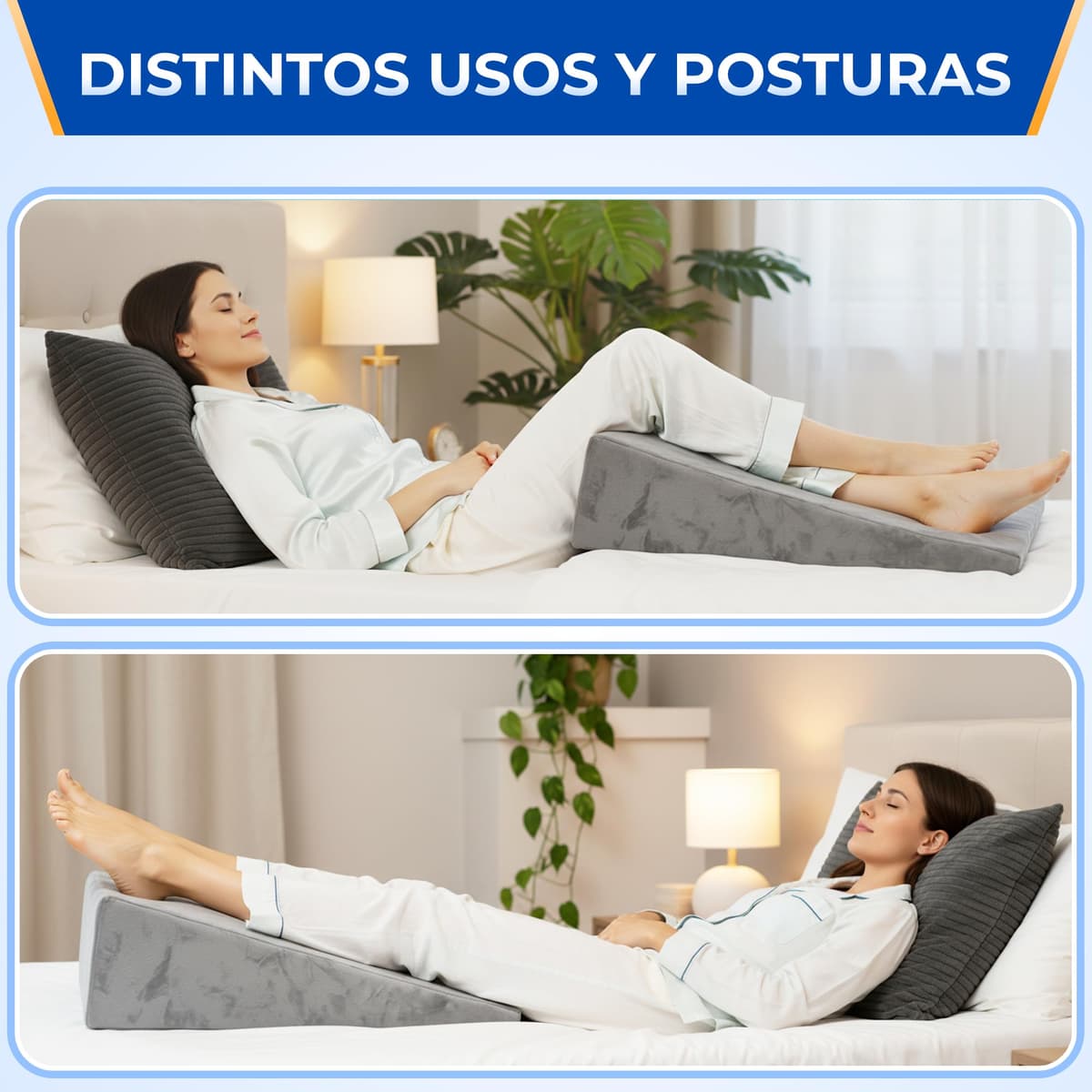 NEROKU® Cuña Antireflujo Adulto y Cojin Lectura Cama - Respaldo Cama y Almohada Cuña que Mejora Circulación, Descanso y Sueño - Almohada de Lectura y Almohada Antironquidos - Cojines Cama Cojines Sofa — view 5