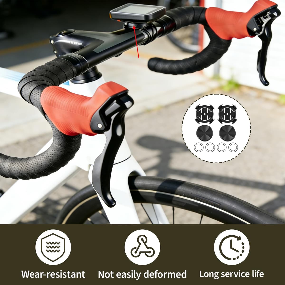 2 Piezas Soporte Manillar Ordenador Bicicleta Compatible con Garmin Edge 130 200 500 510 520 530 800 810 820 830 1000, Soporte Ciclocomputador con Bandas de Goma para Bicicleta Carretera y Montaña — view 5