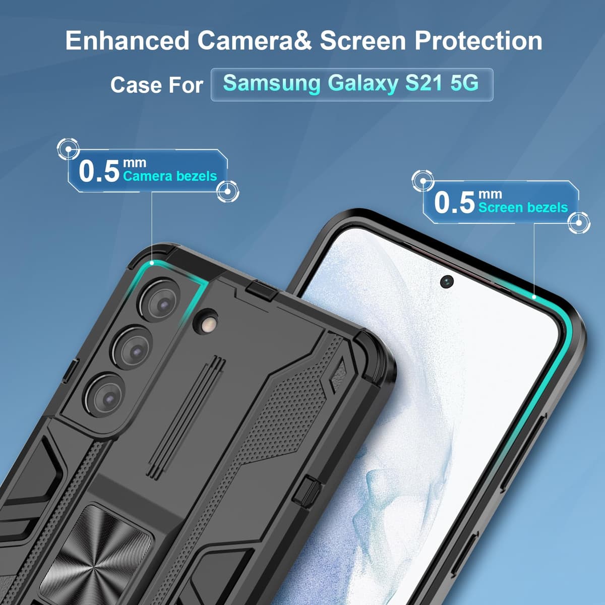 Funda para CMF Phone 2 Pro, Carcasa Antigolpes con Soporte anular metálico, Case Protectora de Grado Militar, Negro — view 582