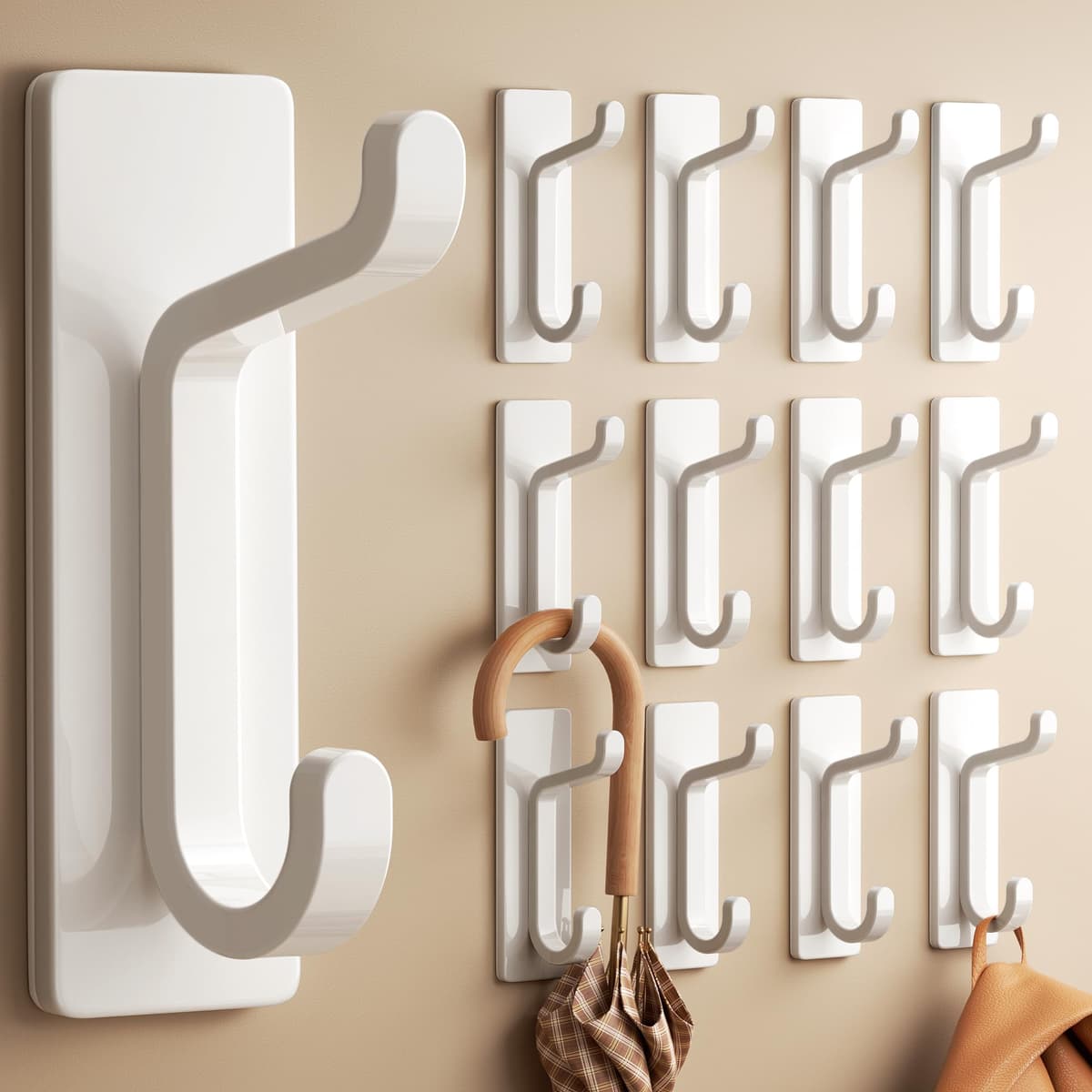 Self Adhesive Hooks, Extra Sticky and Strong, Hanging up to 6KG, Heavy Duty Stick on, No-Nail Hook for Back of Door, Black, 4 Pack — view 18
