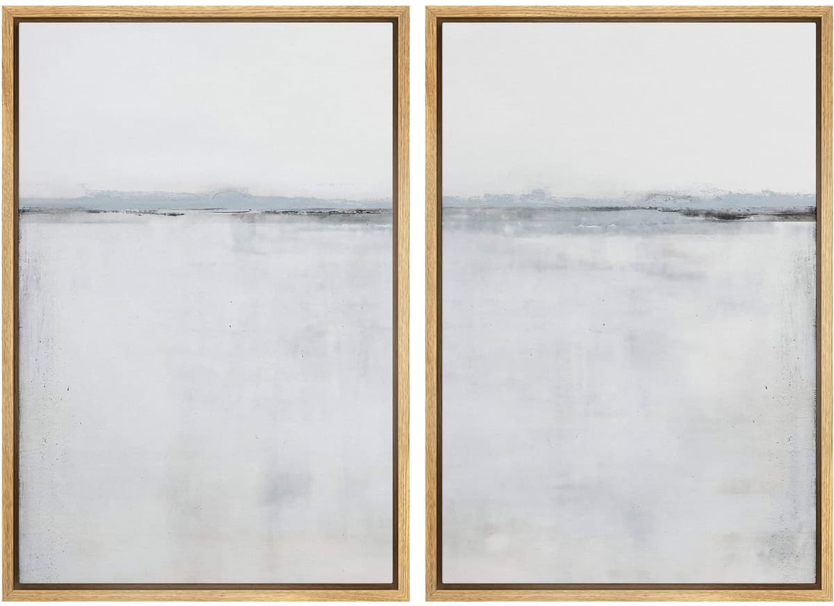 MUDECOR Framed Canvas Print Wall Art Set Watercolor Pastel Duotone Tan Landscape Abstract Shapes Illustrations Modern Art Decorative Contemporary for Living Room, Bedroom, Office - 24"x36"x2 Natural — view 33