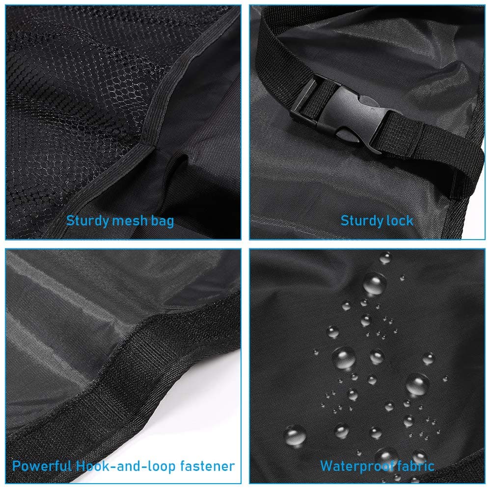 URAQT Car Boot Organiser Waterproof Kick Mats Car Organiser Seat Back Protectors, Multi-Pocket Children's Travel Storage, Durable Foldable Cargo Net Storage for Car Backseat Cover — view 7