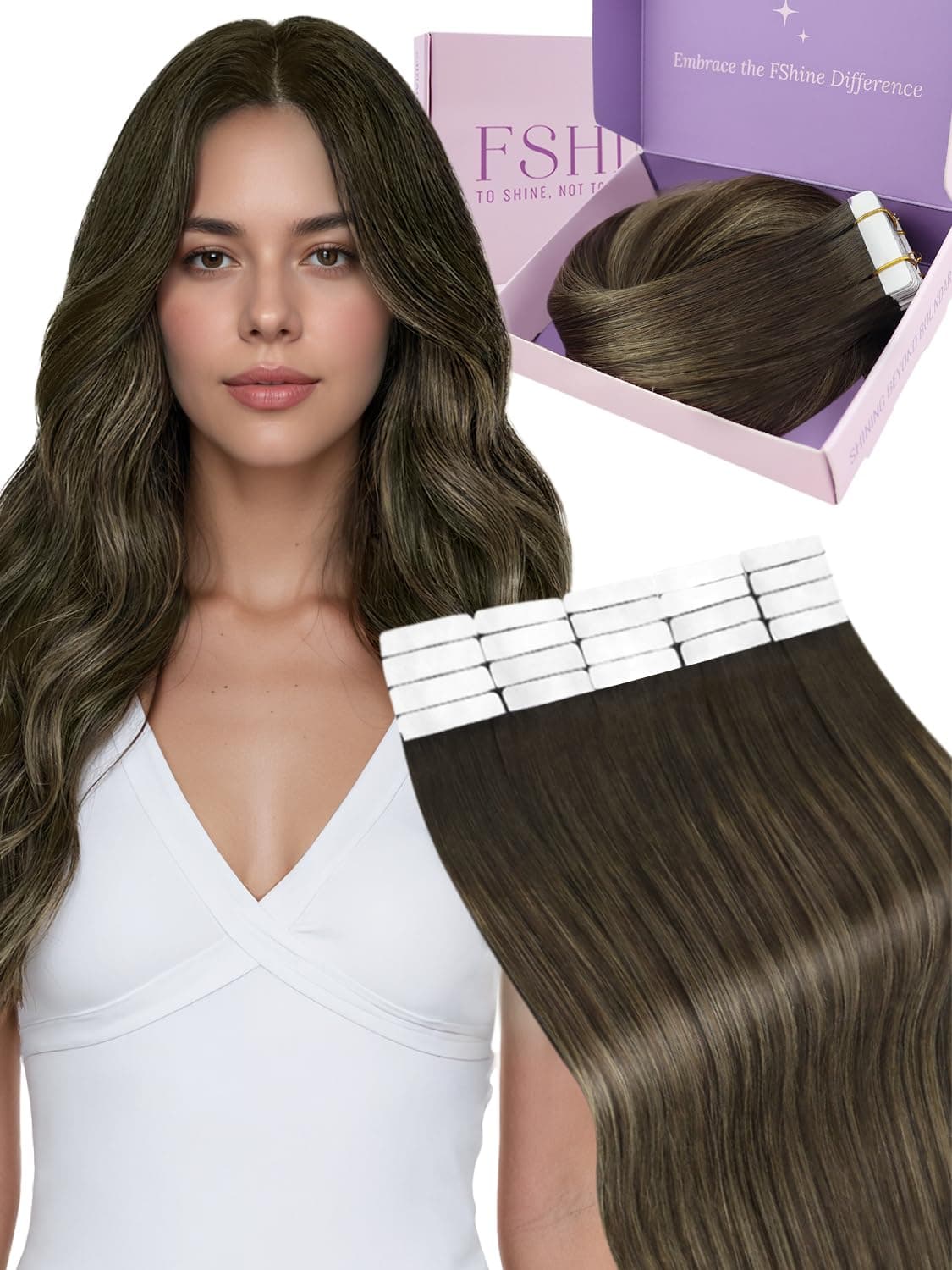 Fshine Extensiones Pelo Natural Adhesivas Rubio Blanco Extensiones Remy Adhesivas 45cm 50g Tape In Hair Extensions Cintas De Cabello Pelo Natural Color 1000 — view 33