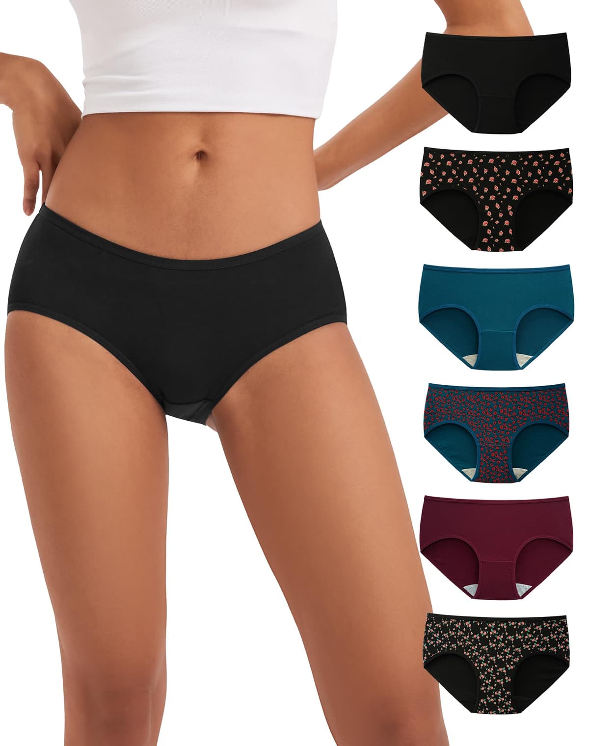 INNERSY Bragas Mujer Algodón Elástico Culotte Cintura Media Ropa Interior Cómodas y Suaves Pack de 6 — view 14