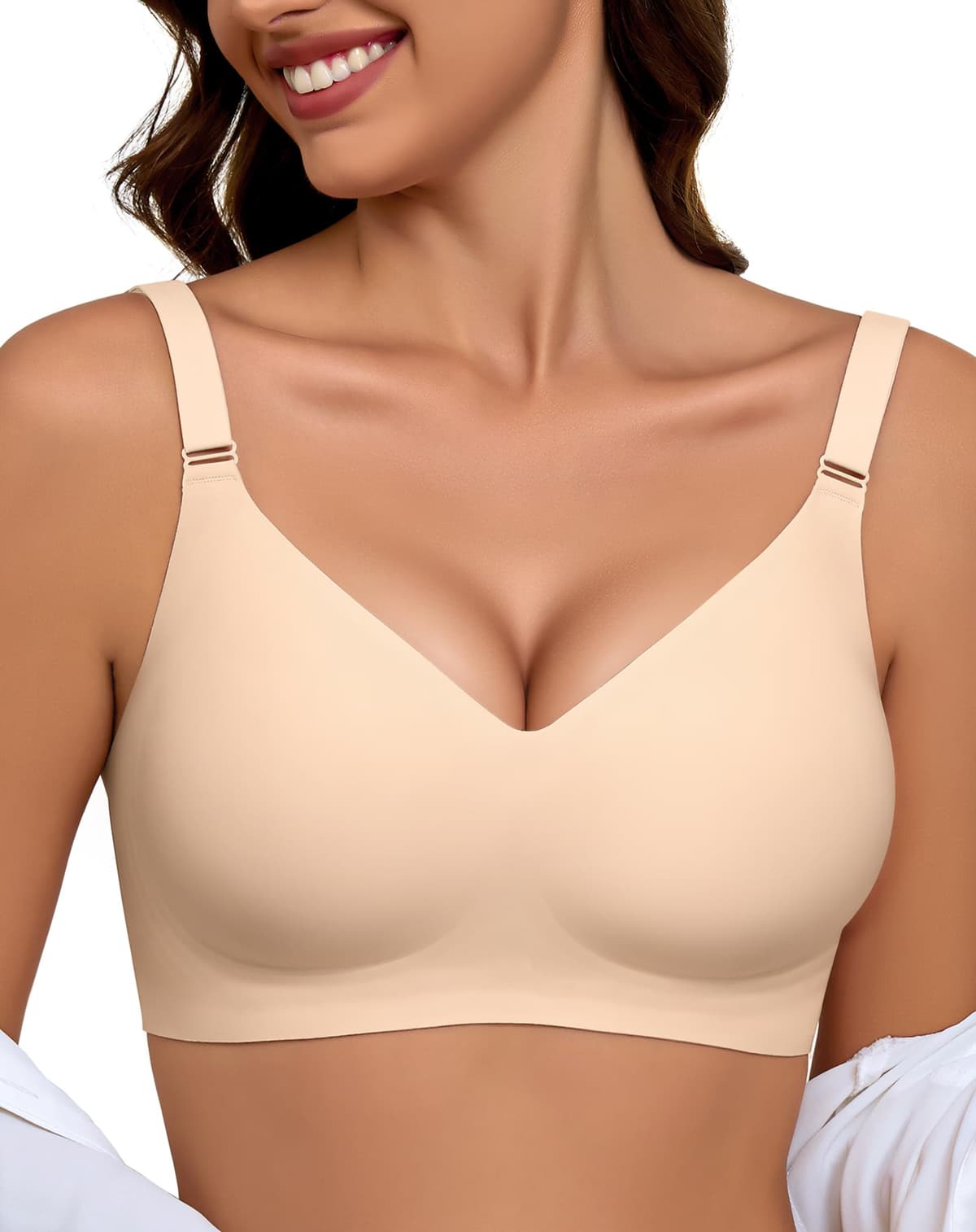 Sujetador sin Aros Mujer, Sujetador Reductor Push Up con Relleno Cómodo Sujetadores Mujer sin Aro Sostenes de Mujer Talla Grande Sujetador Invisible Diario Bralette sin Costuras — view 9