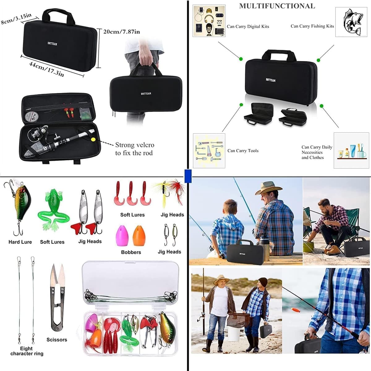 Nueva Caña de Pescar Portátil 99% Cabeza de Palo Fluorescente de Fibra de Carbono, Palanca de Pesca de Surf de Viaje Telescópica Súper Dura y Ultraligera (Completo-B, 2.1M/82.6in/6.88ft) — view 10