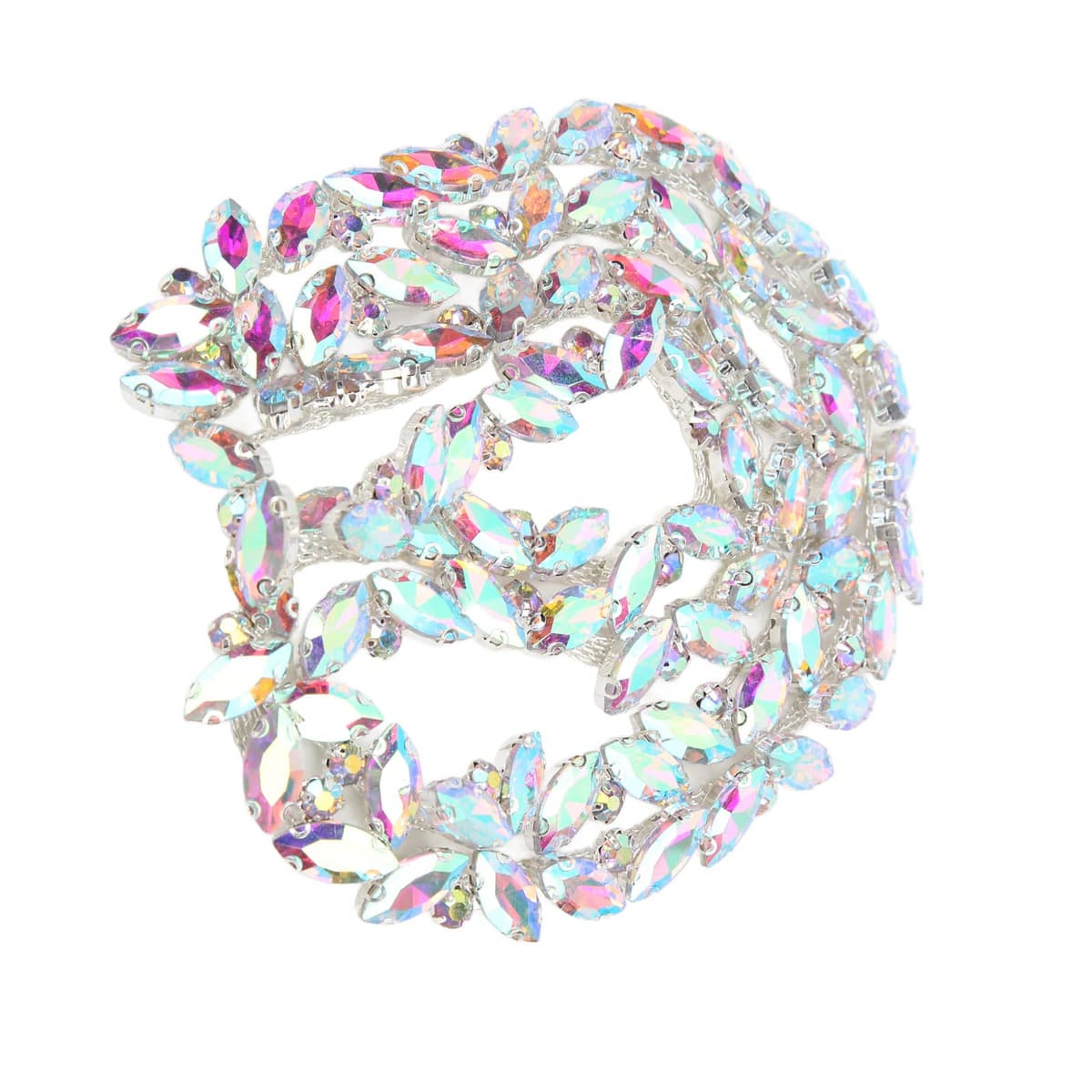 Acouto Crystal Chain Trim, Transparent Glass Claw Chain High Hardness Rhinestone Strips for Clothing, Shoes, Jewelry Accessories — view 3
