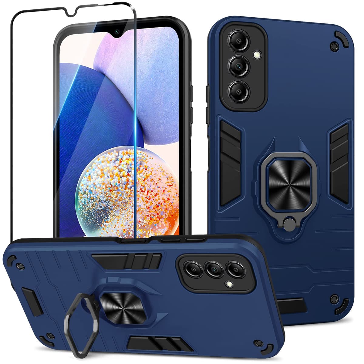 Funda para CMF Phone 2 Pro, Carcasa Antigolpes con Soporte anular metálico, Case Protectora de Grado Militar, Negro — view 1524