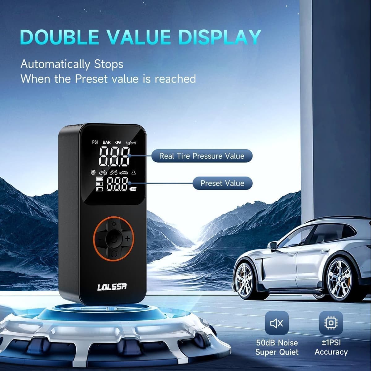 Tire Inflator Portable Air Compressor-Air Pump 150PSI Cordless Electric for Car, Motorcycle, Bike, Ball — view 4