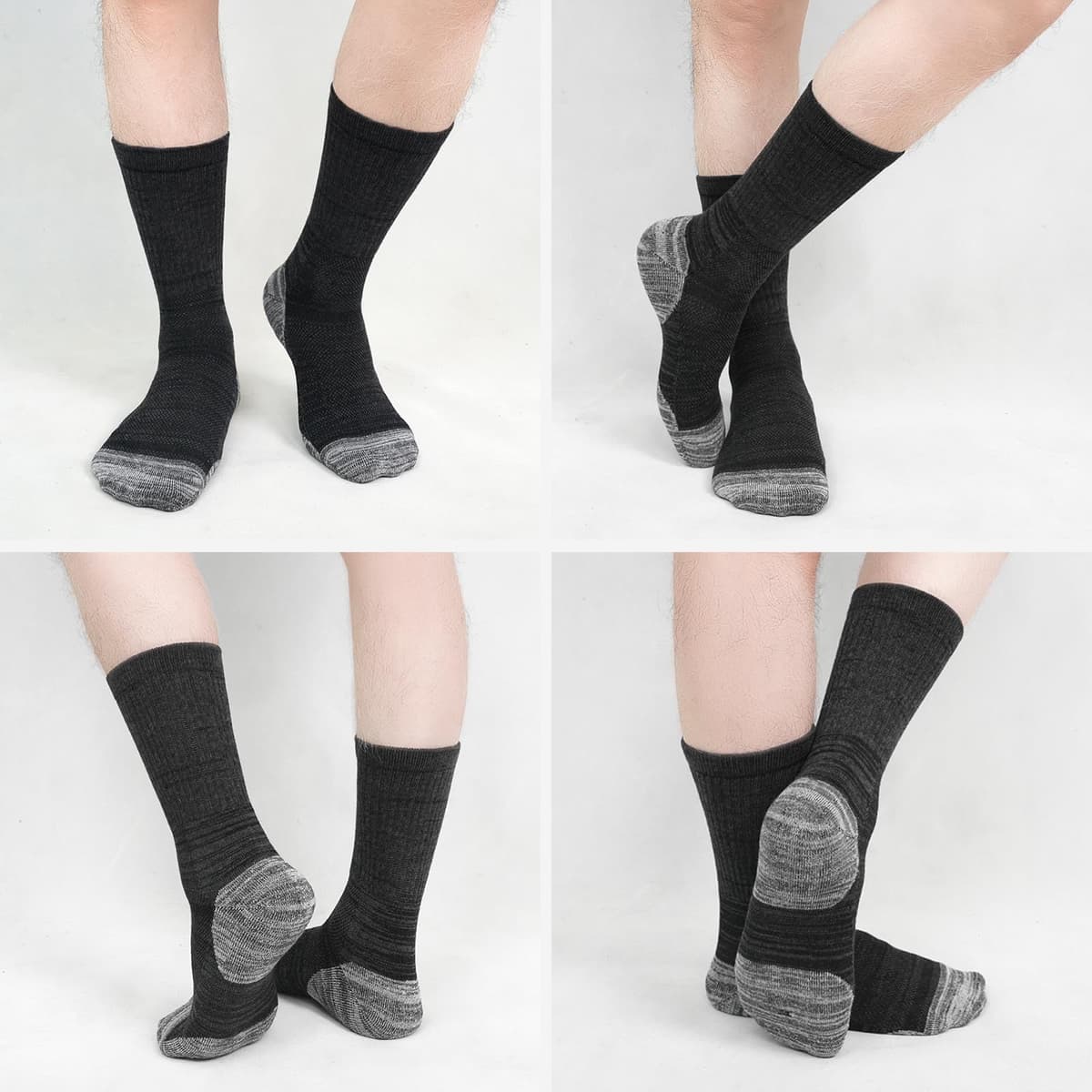 PUTUO Calcetines de Trabajo Hombre Reforzados: Calcetines Hombre Altos de Algodón - Work Socks Transpirable Anti-ampollas per Trabajo Deporte Running 5 pares — view 2