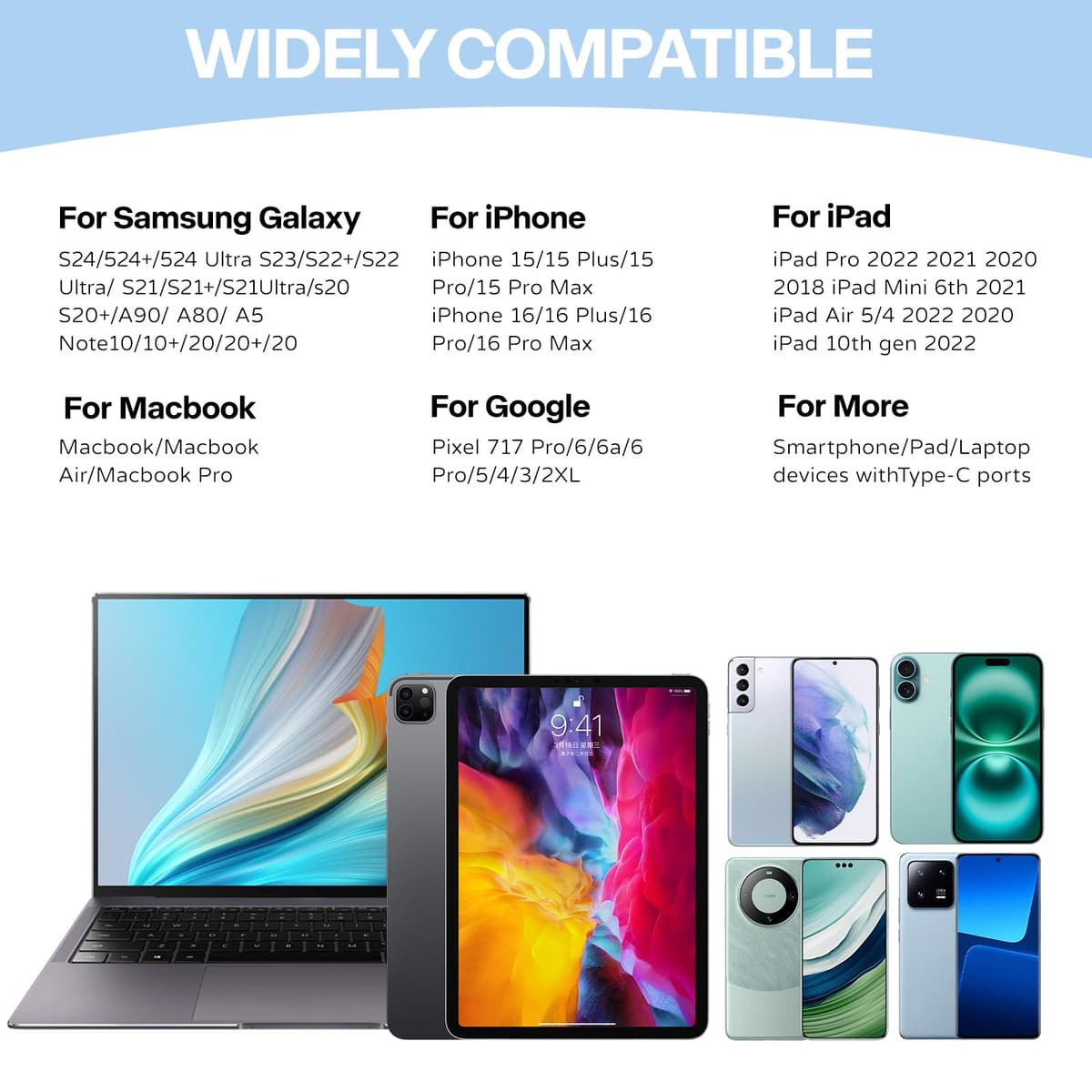 USB C Headphones, Wired USB C Earphones with Microphone and Volume Controller,HiFi Stereo In Ear Type C Earbuds, for iPhone 15/16/17 Pro Max plus, iPad Pro,Samsung Galaxy S25 S24 S23 S22 Pixel 9 — view 2