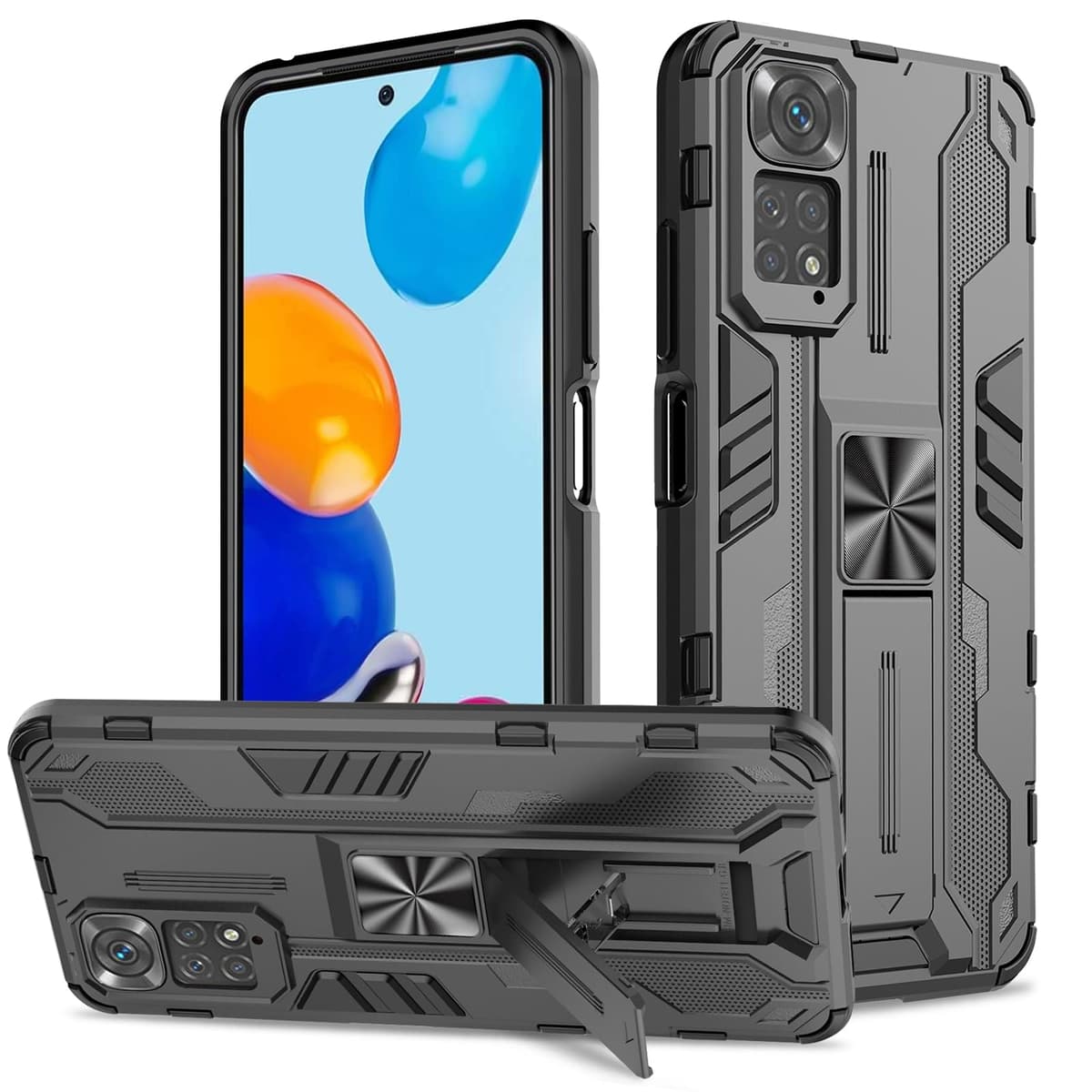 Funda para CMF Phone 2 Pro, Carcasa Antigolpes con Soporte anular metálico, Case Protectora de Grado Militar, Negro — view 373