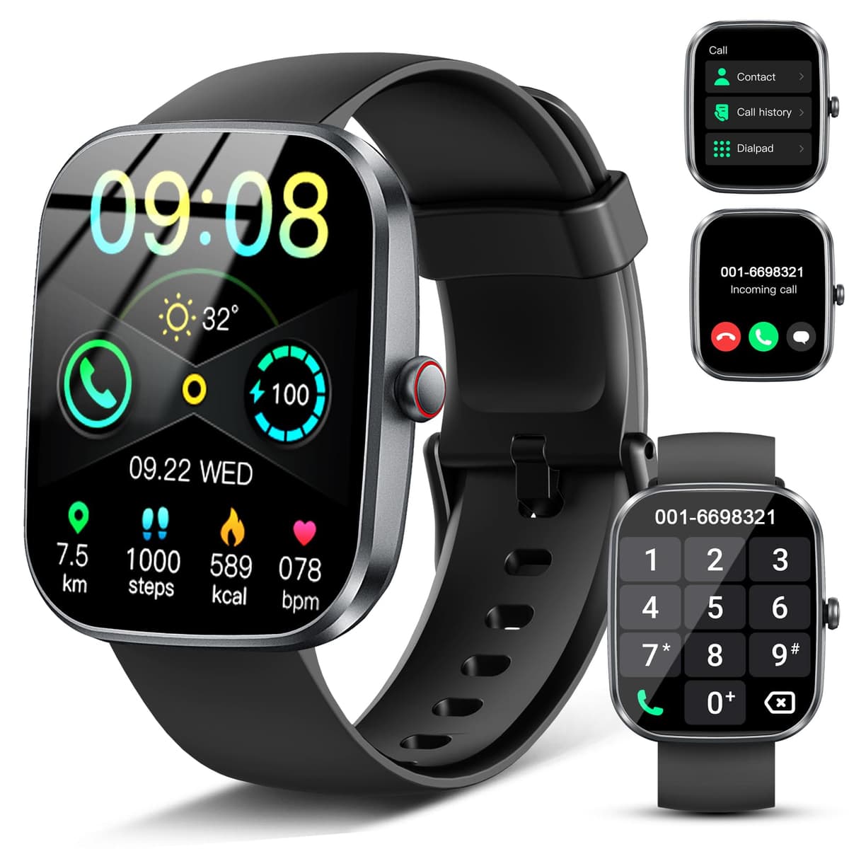 Smart Watch, 2026 HD 1.91" Bluetooth 5.4 Calling Smartwatch for Men Women, SPO2/Heart Rate/Sleep Monitor, 115+ Sport Modes Fitness Activity Trackers, IP68 Waterproof Step Counter for Android iOS